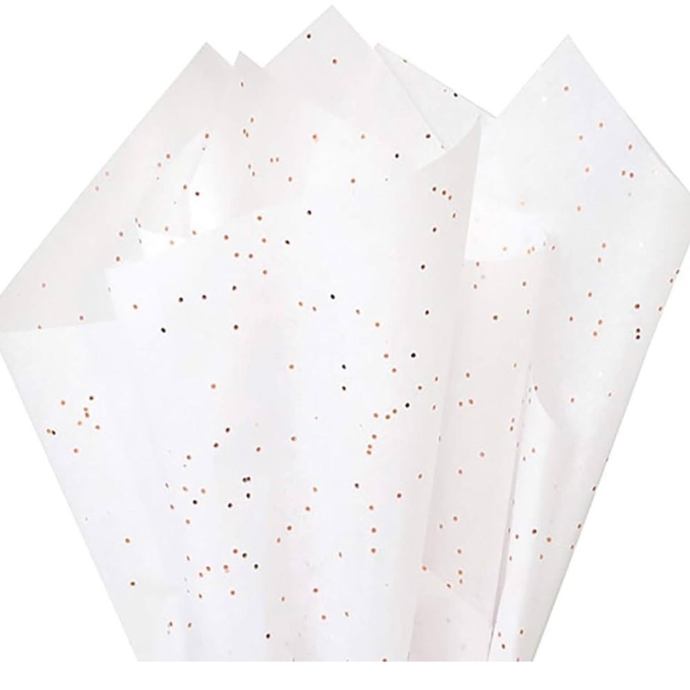 White with Gold and Pink Glitter Dots Bulk Tissue Paper- 140 Sheets